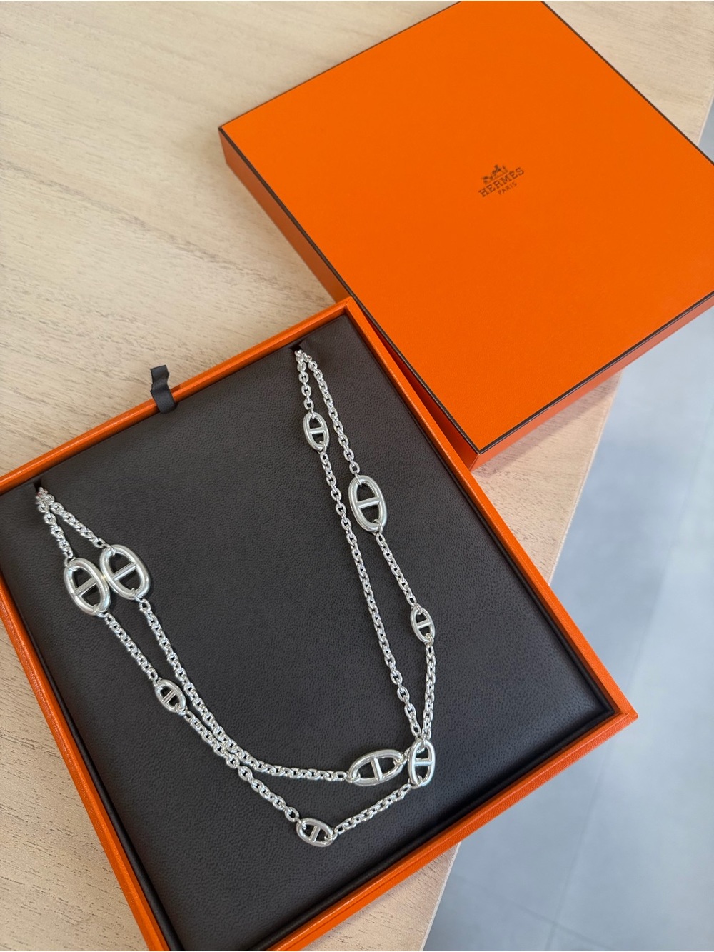 Hermes Sterling Silver Farandole Necklace 120